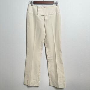 Caché Ivory Bootcut Dress Pants Wide Waistband Trouser Career